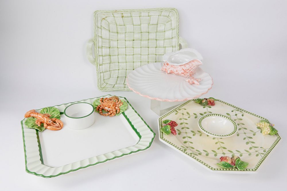 Appraisal: Four Ceramic Party Hors d'oeuvres Platters Four Ceramic Party Hors