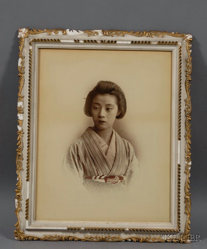 Appraisal: Japanese Photograph portrait of a young woman c with hand-coloring