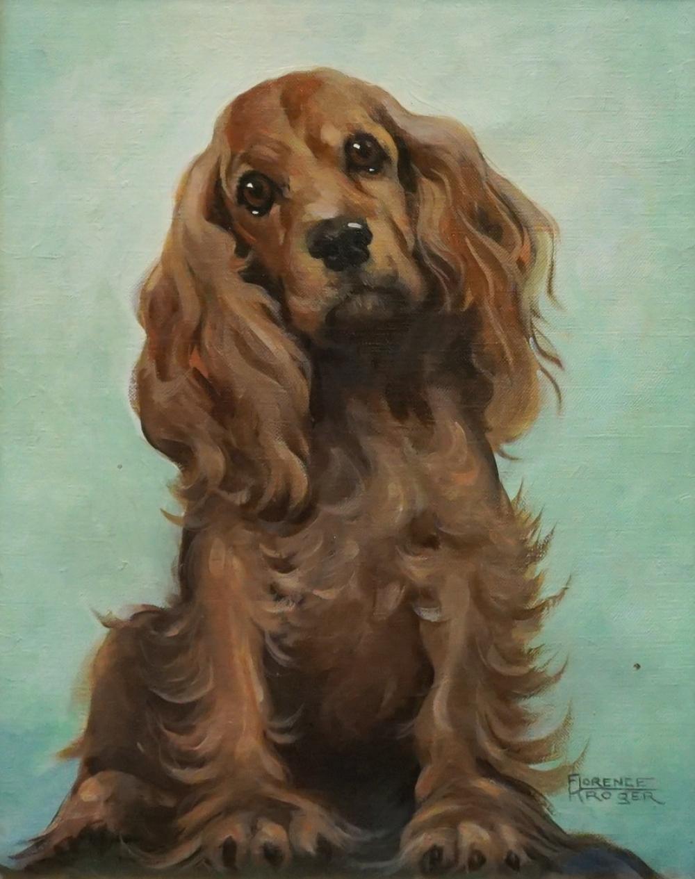 Appraisal: Florence Kroger American - Spaniel Oil on Canvas Signed l