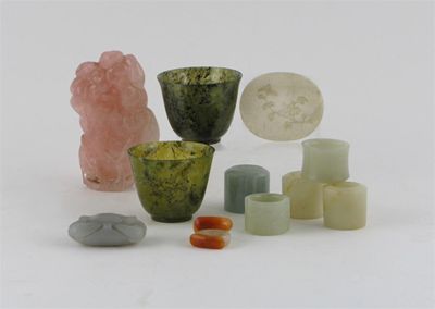 Appraisal: A collection of Chinese jade and hardstone items including five