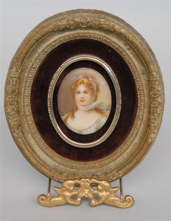 Appraisal: MINIATURE FRAMED OVAL PORCELAIN PORTRAIT PLAQUE QUEEN LOUISE Not examined