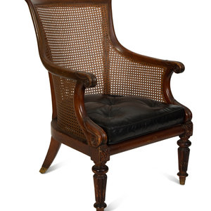 Appraisal: A Regency Style Caned Library Chair TH TH CENTURY Height