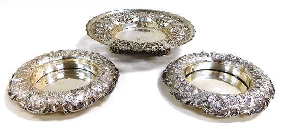 Appraisal: STERLING Three repousse sterling silver serving pieces two S Kirk