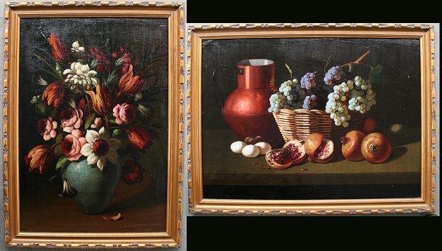 Appraisal: DECORATIVE STILL LIFE PAINTINGS Flowers in vase Oil Canvas ''