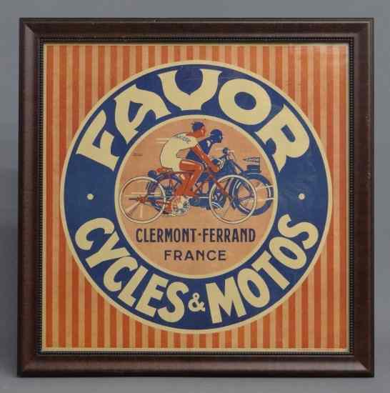 Appraisal: Early French Poster ''Favor Cycles Motos'' artist signed Jean Prunicere