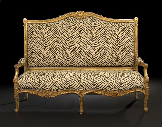 Appraisal: Louis XIV-Style Giltwood Settee early th century the rectangular domed