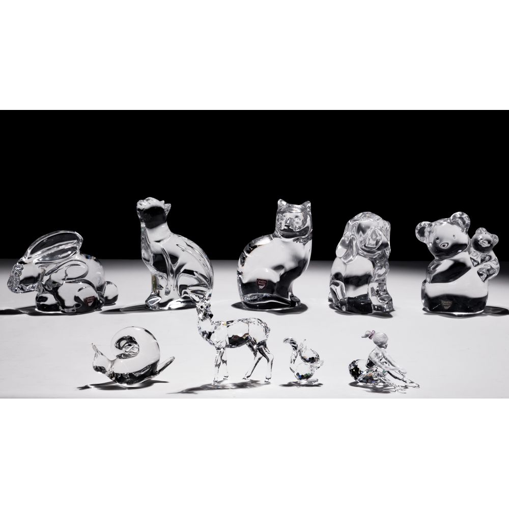 Appraisal: CRYSTAL FIGURINE ASSORTMENT items including dog cats teddy bear rabbit