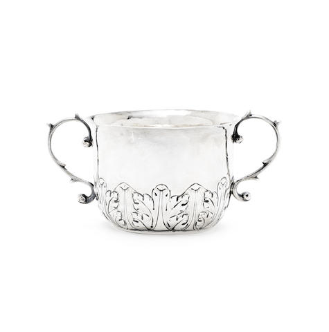 Appraisal: A late th century silver porringer marks rubbed possibly by