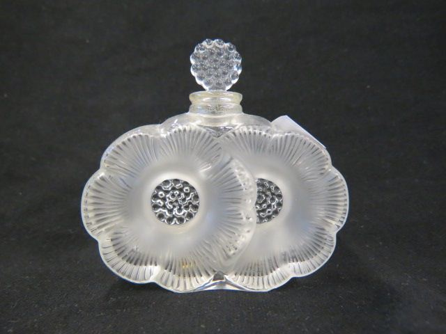 Appraisal: Lalique Crystal Perfume Bottle double floral frosted signed excellent