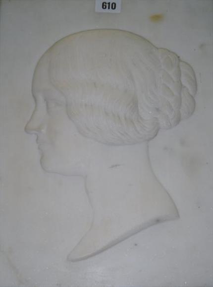 Appraisal: Portrait of a lady th century Marble relief profile cm