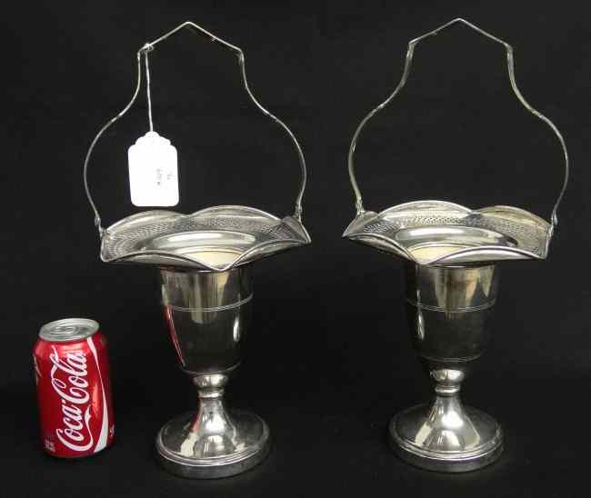 Appraisal: Pair swing handle silverplate baskets '' Ht