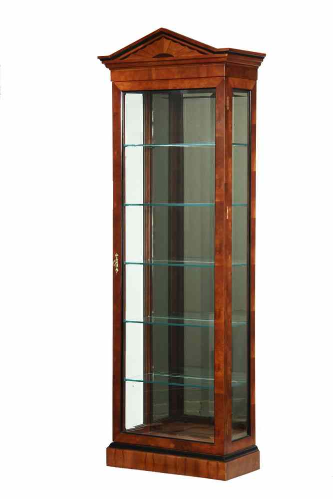 Appraisal: CONTEMPORARY TALL VITRINE - Adams Style Mahogany Vitrine with peaked