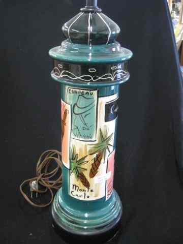 Appraisal: Marc Bellaire California Pottery Lamp French billboard style decoration ''