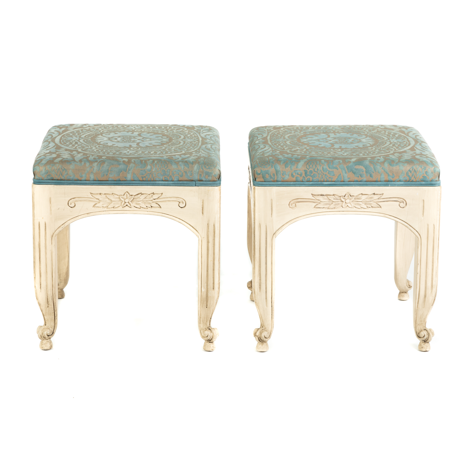 Appraisal: A PAIR OF LOUIS XV STYLE PAINTED WOOD STOOLS th