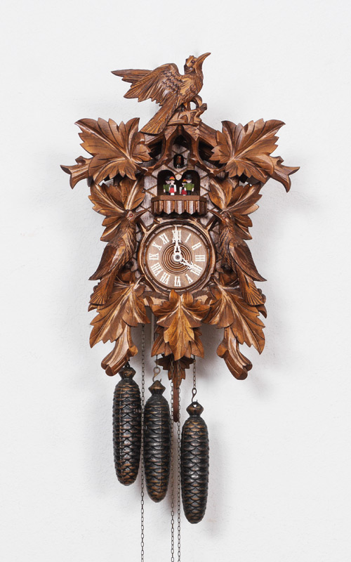 Appraisal: GERMAN BLACK FOREST CUCKOO CLOCK Applied carved leaves and birds