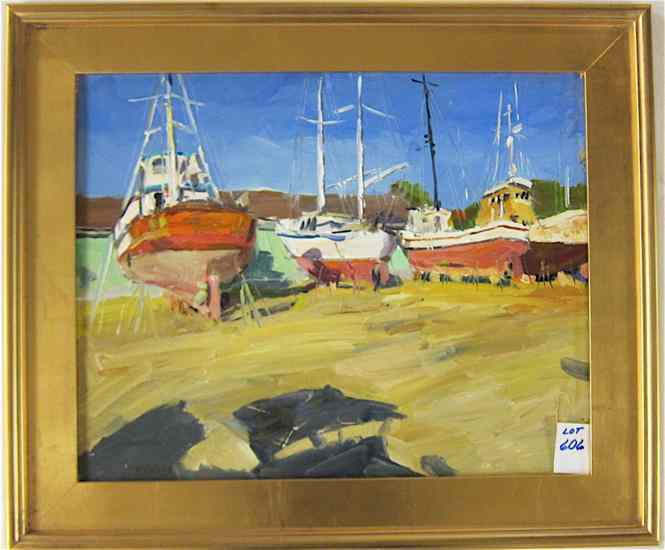 Appraisal: OLEG ULITSKIY OIL ON CANVAS Odessa Russia born Fishing boats