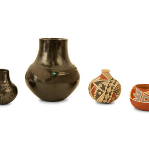 Appraisal: Four Southwestern Pottery Vessels th Century Tallest height inches Property