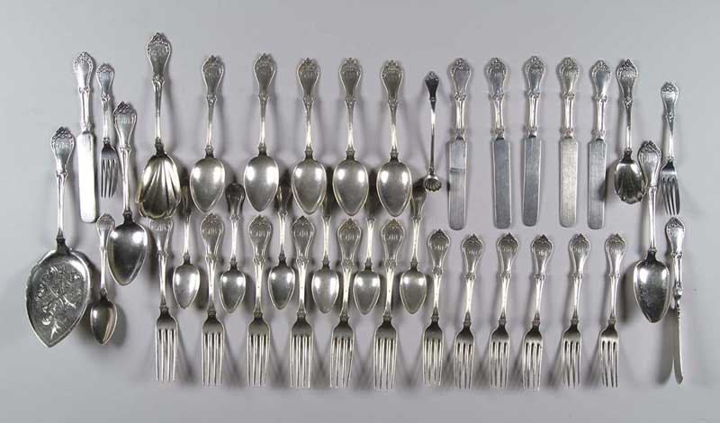 Appraisal: STERLING SILVER FLATWARE SET MARKED JAMES MIX JR Set consists