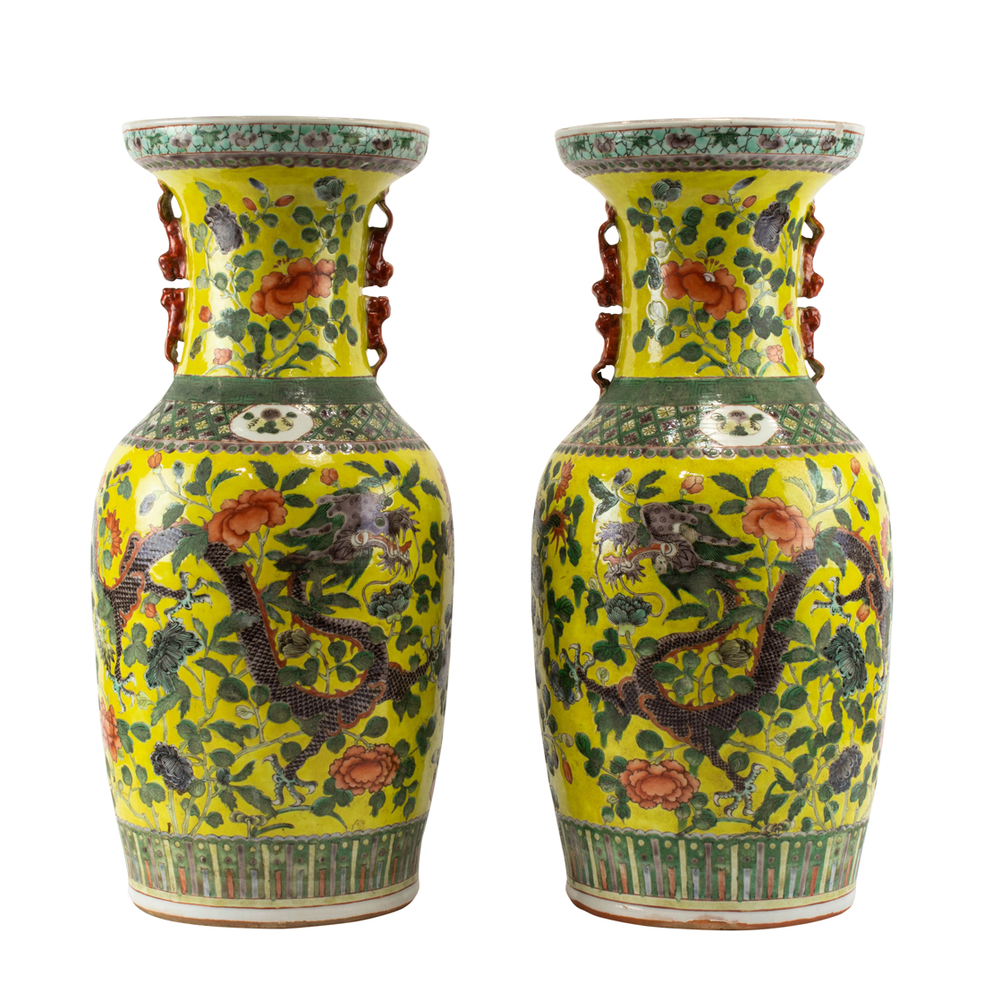 Appraisal: PAIR OF FAMILLE VERTE 'DRAGON' VASES Pair of famille verte