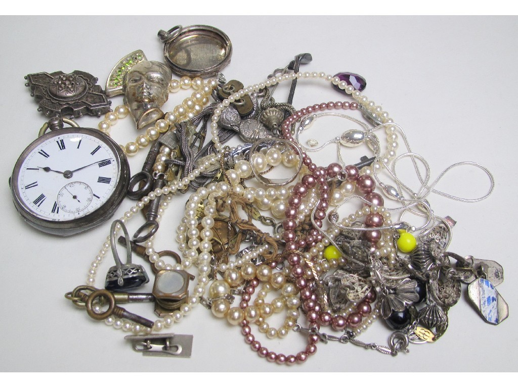 Appraisal: Lot comprising a silver pocket watch Abertina watch keys cuff