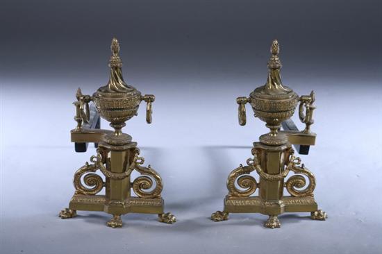 Appraisal: PAIR LOUIS XVI STYLE FRENCH URN-FORM CHENETS late th century