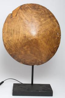 Appraisal: Antique Turned Wood Bowl Table Lamp On a cast metal