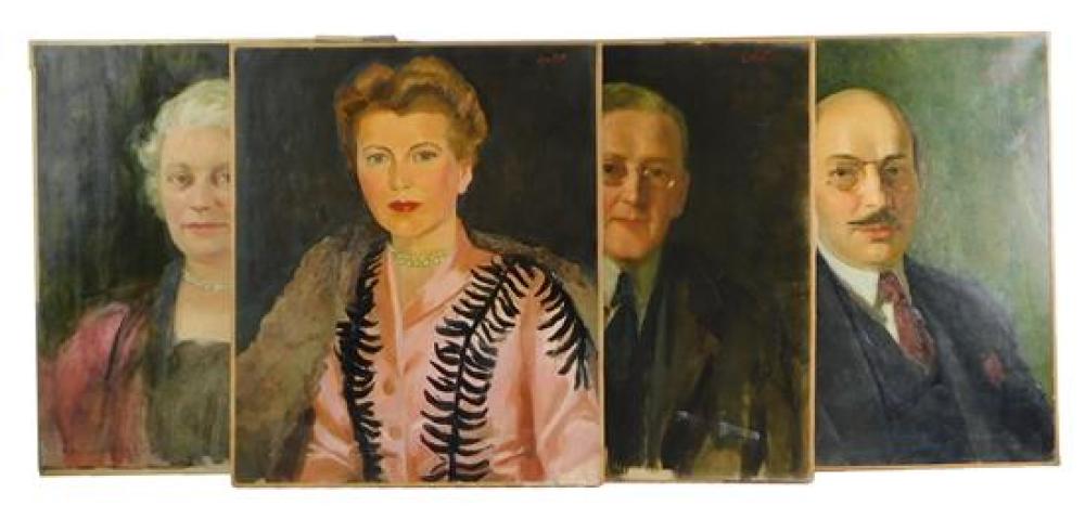 Appraisal: Edward Barnard Lintott American - four oil on canvas portraits