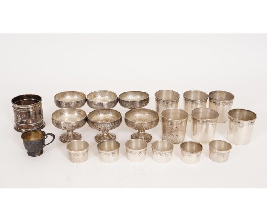 Appraisal: Sterling silver tableware to include sherbet cups missing glass liners