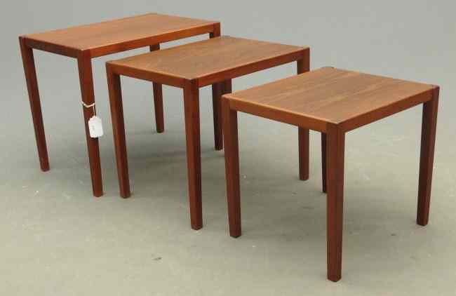 Appraisal: Nest of three tables labeled ''Sika Mobler Made In Denmark''