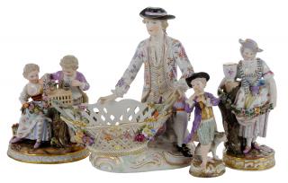 Appraisal: Four Meissen Figurines German late th century including man kneeling