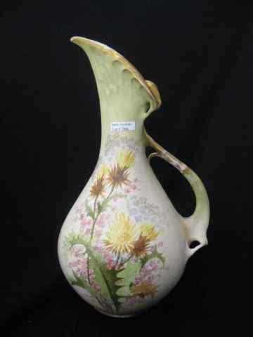 Appraisal: Teplitz Amphora Austria Vase ewer form elaborate handpainted floral -