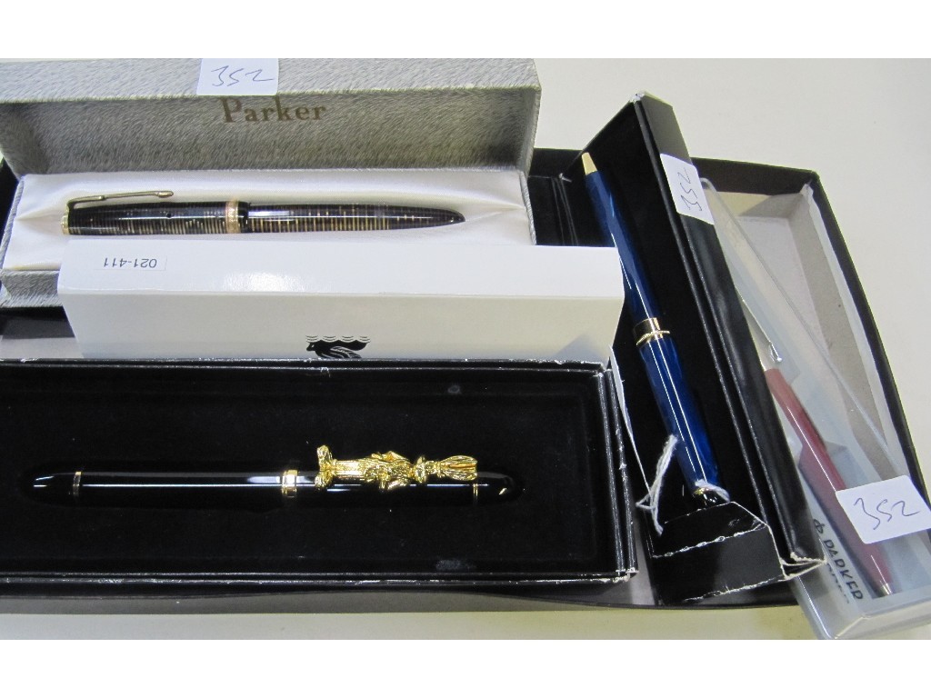 Appraisal: Lot comprising three modern ballpoint pens a Parker fountain pen