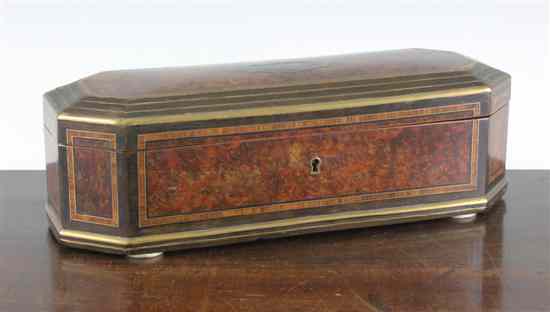 Appraisal: A th century French inlaid amboyna trinket box ins Estimate