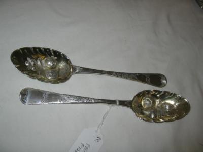 Appraisal: A PAIR OF IRISH BERRY SPOONS in Old English pattern