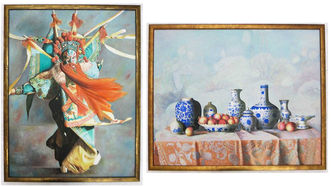 Appraisal: TWO SOUTHEAST ASIAN OILS ON CANVAS dancer in traditional costume