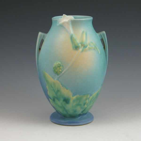 Appraisal: Roseville blue Thornapple vase Faintly marked Roseville - Two small