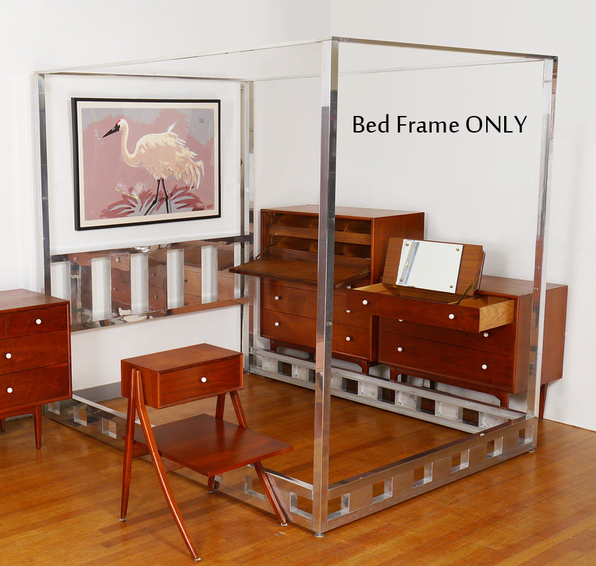 Appraisal: A MILO BAUGHMAN CHROME BED Queen size squared tubular frame