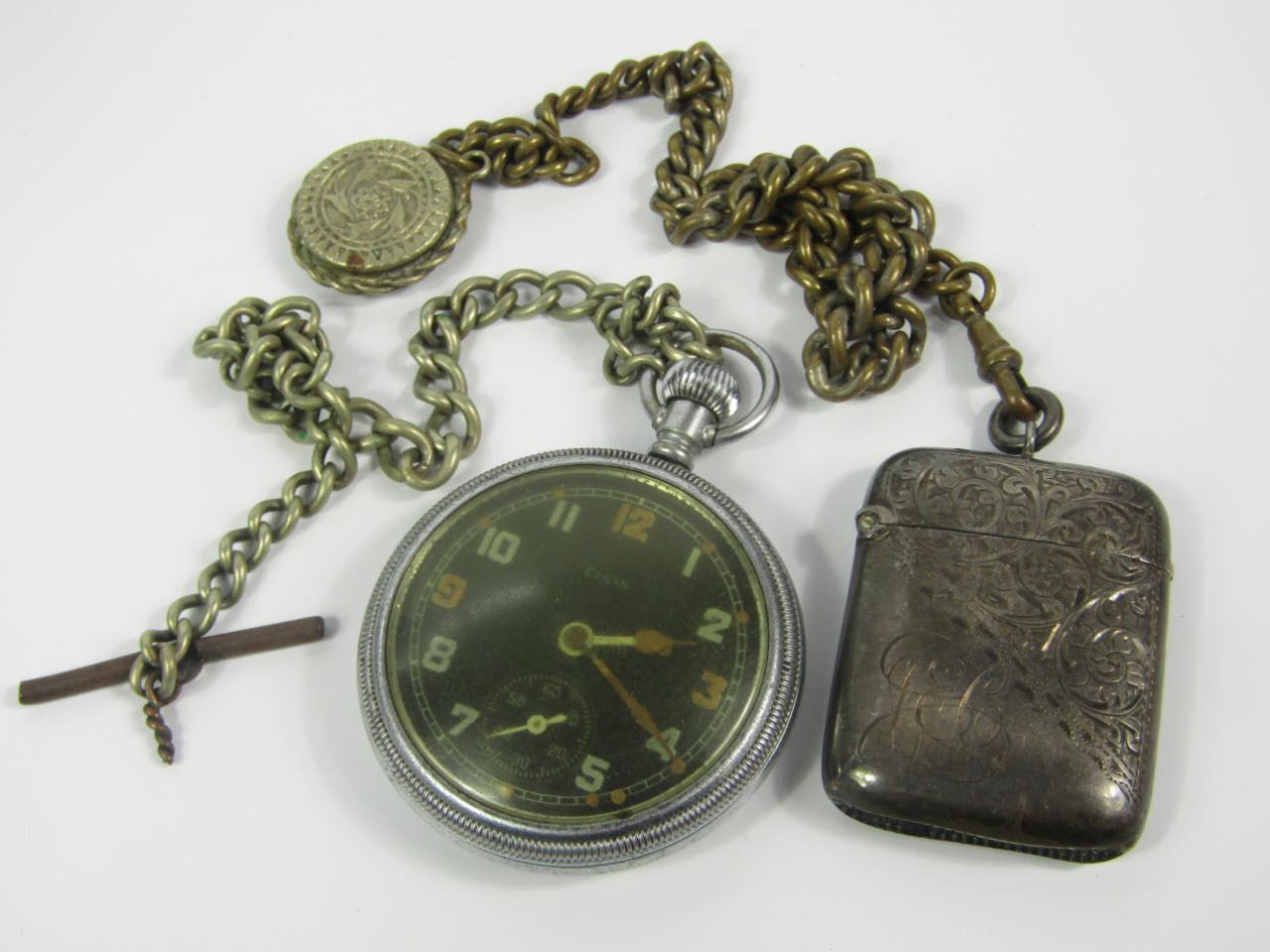 Appraisal: An Elgin military issue open faced keyless wind pocket watch