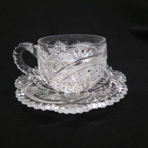 Appraisal: Hawkes Nautilus Cut Glass Cup Saucer four rings saucer signed