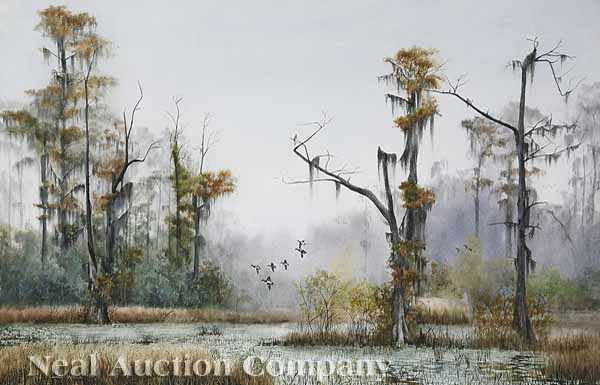 Appraisal: David Noll American Louisiana th c Louisiana Mallards watercolor on