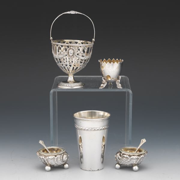 Appraisal: Group of Silver Table Items Including a cup H egg