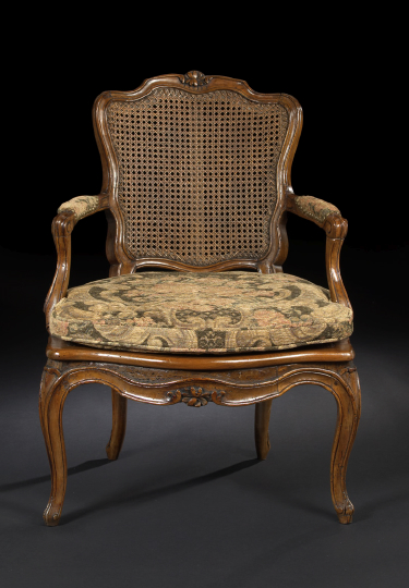 Appraisal: Good Louis XV Carved Fruitwood Fauteuil fourth quarter th century