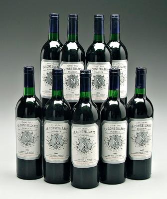 Appraisal: Nine bottles red Bordeaux wine Chateau La Conseillante Pomerol Excellent