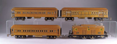 Appraisal: AMERICAN FLYER STANDARD GAUGE PASSENGER SET Set includes brown loco