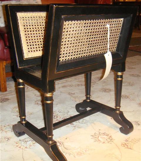 Appraisal: PORTFOLIO MAGAZINE RACK WITH CANED SIDE PANELS h w d