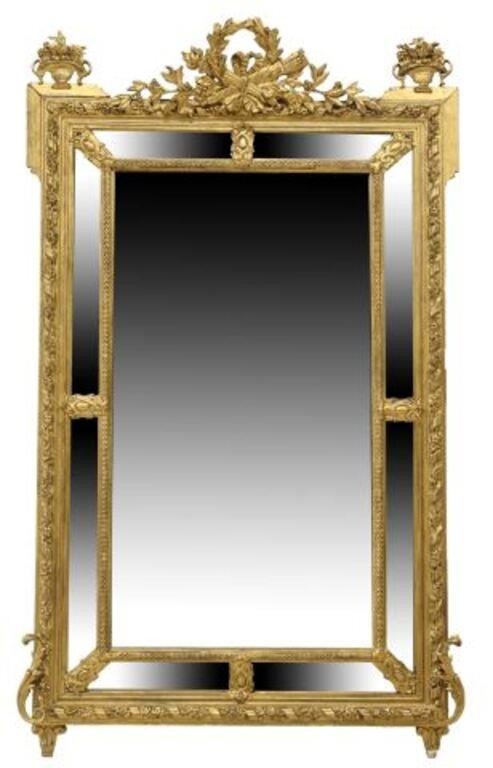 Appraisal: French Louis XVI style giltwood cushion mirror th c crest