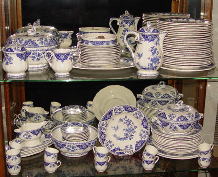 Appraisal: GIEN FRANCE BLUE TRANSFER CHINA SERVICE pieces by Gien France