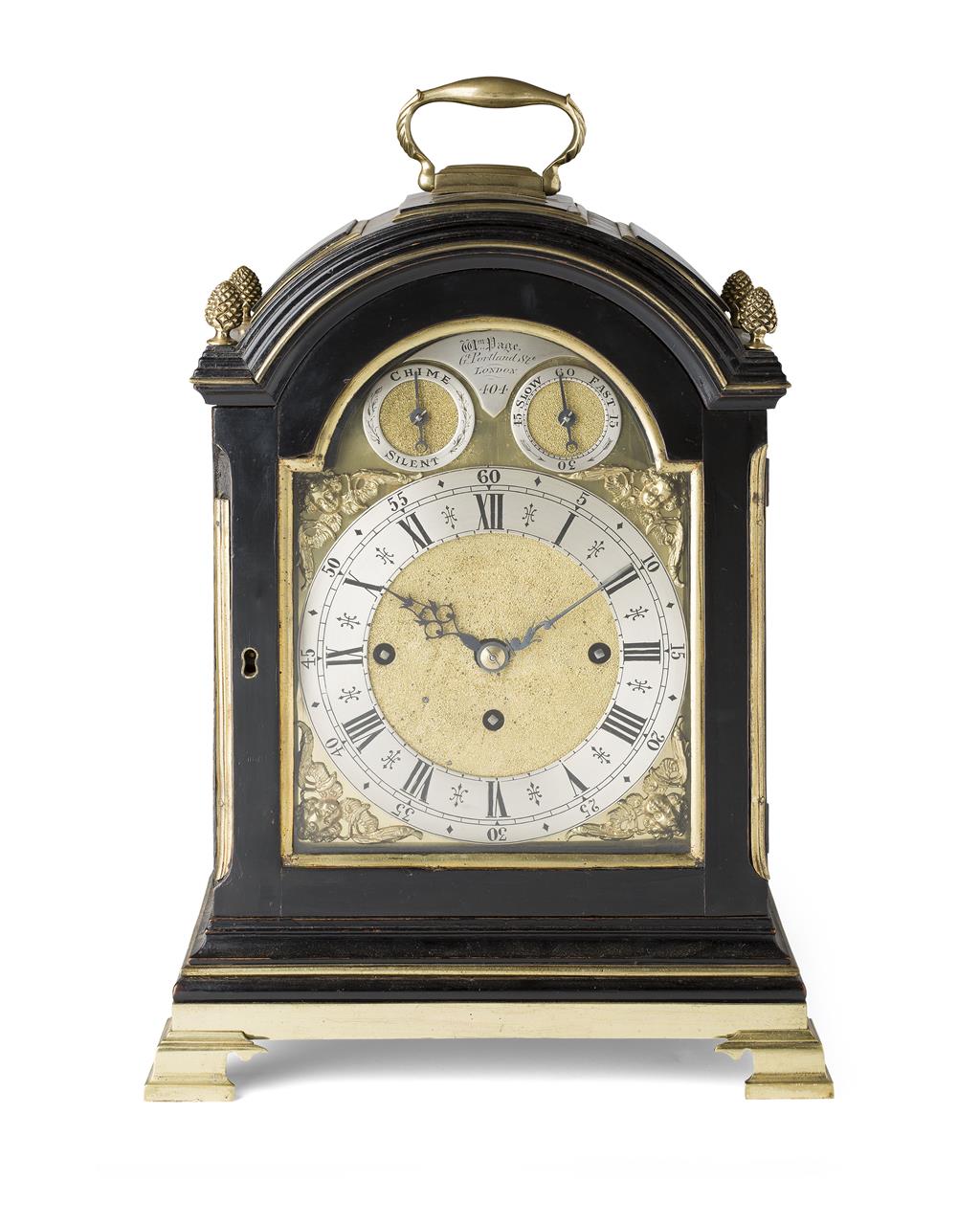 Appraisal: ENGLISH EBONISED AND BRASS MOUNTED CHIMING BRACKET CLOCK BY WILLIAM