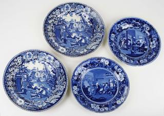 Appraisal: pair of deep blue Staffordshire porcelain plates by Clews Dr