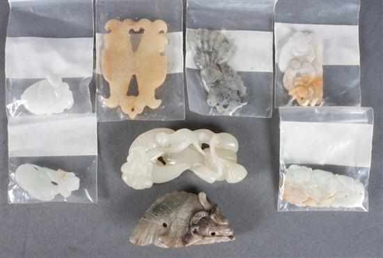 Appraisal: Assortment of Chinese carved hardstone animal pendants and amulets Estimate